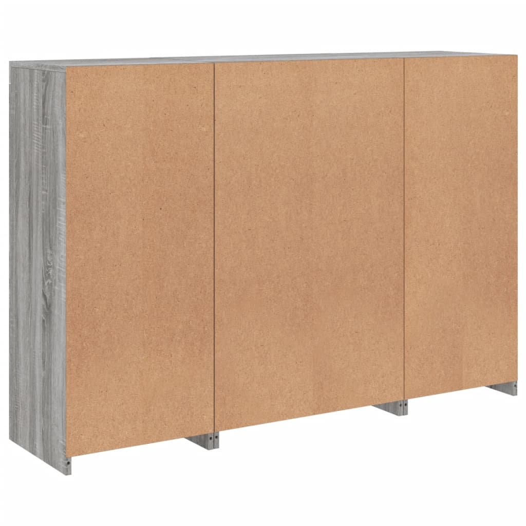 Sideboards with LED Lights 3 pcs Grey Sonoma Engineered Wood